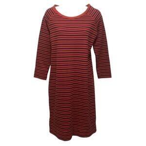 Merona Striped French Terry Dress M Red Navy Nautical Casual Beach